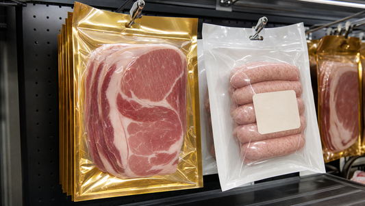 Gold and Parchment Vacuum Pouches for Retail Display