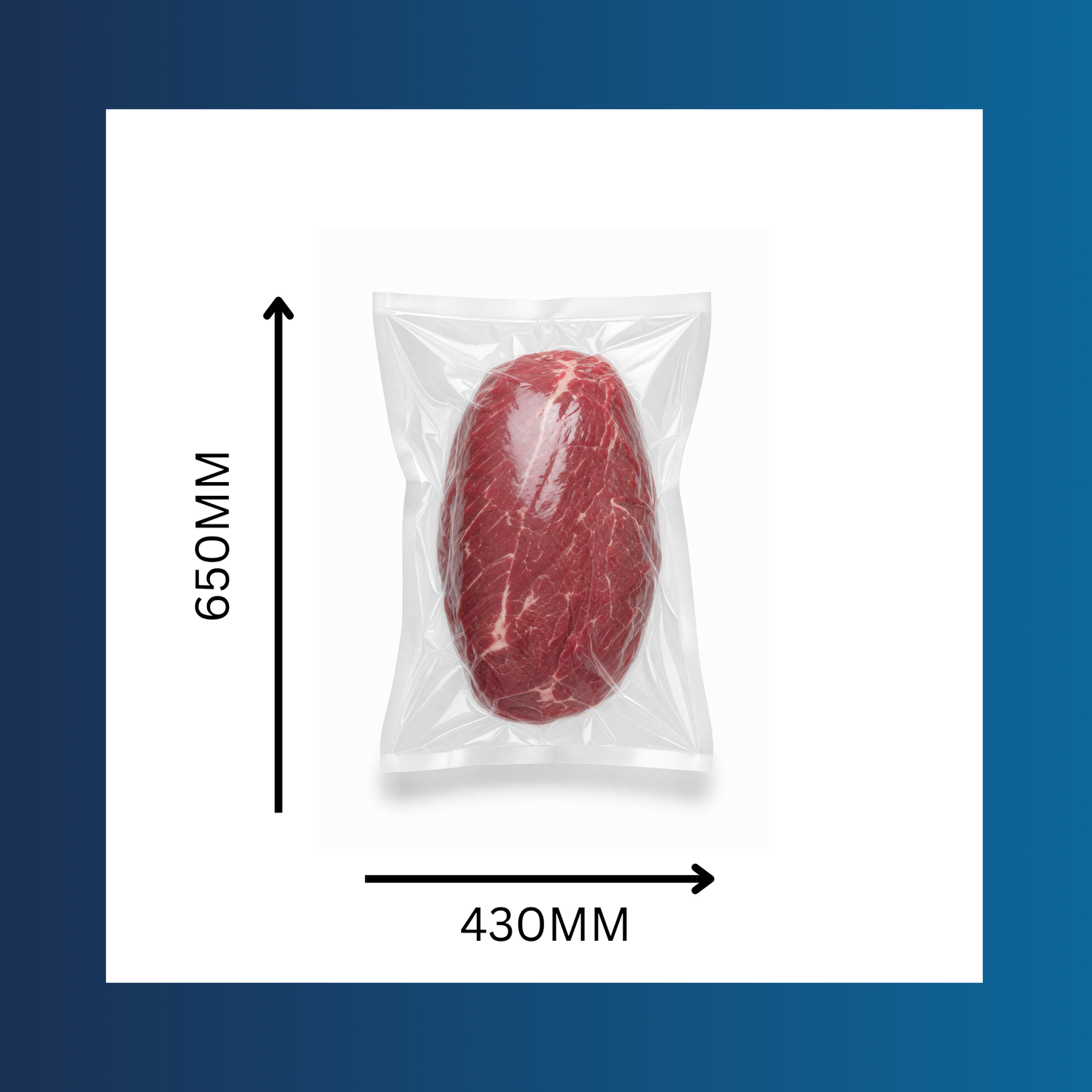 430 x 650mm 65 micron clear vacuum pouch sealing fresh meat portions