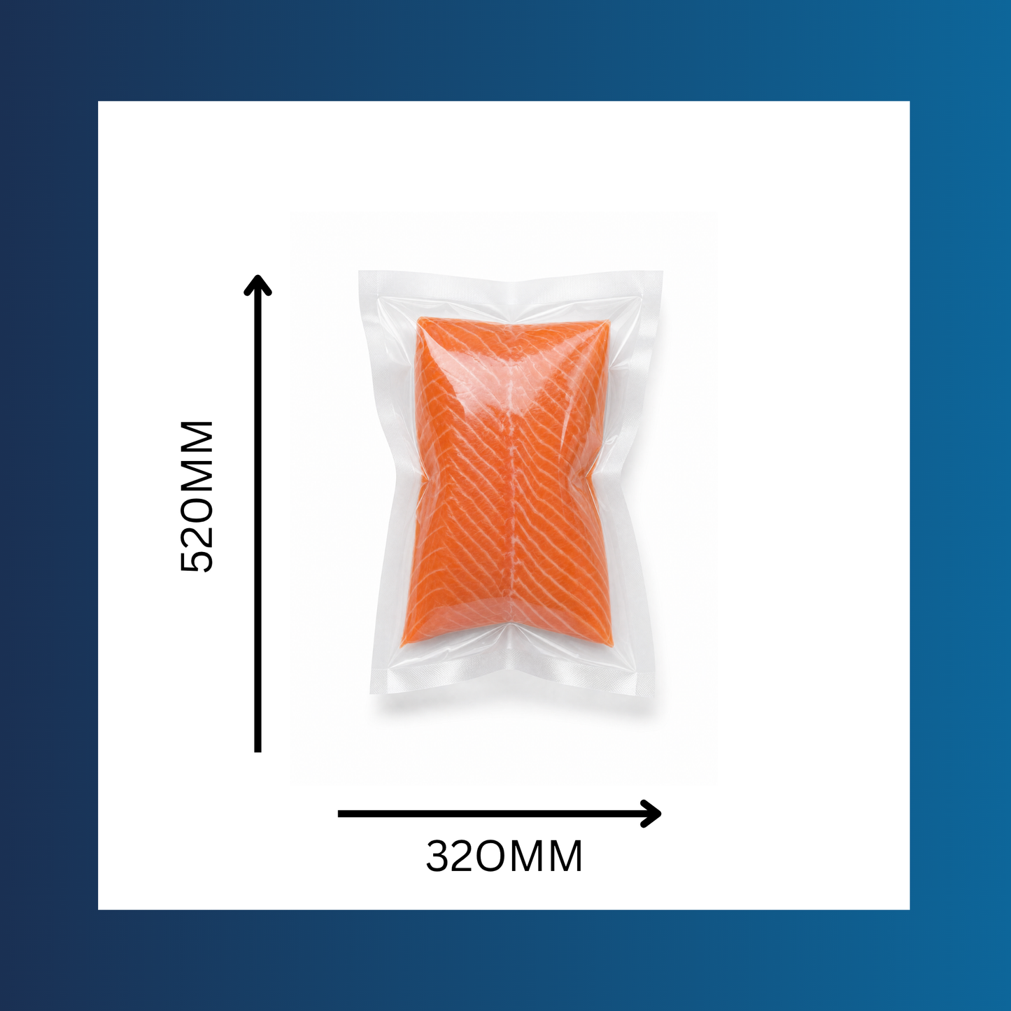 Clear 320 x 520mm 65 micron vacuum pouch shown storing fresh food